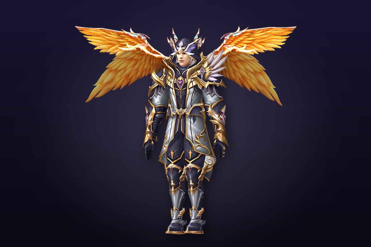 MU Online Dark Wizard in the Imperial Wizard set with the Wings of Integrity