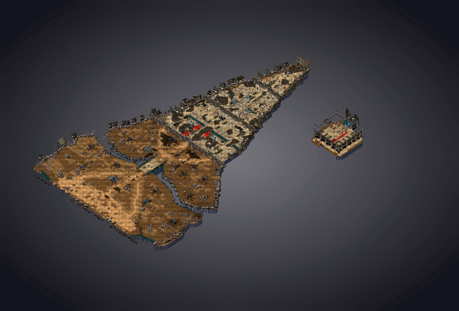 MU Online Valley of Loren 3D map - Loren Castle and the siege field