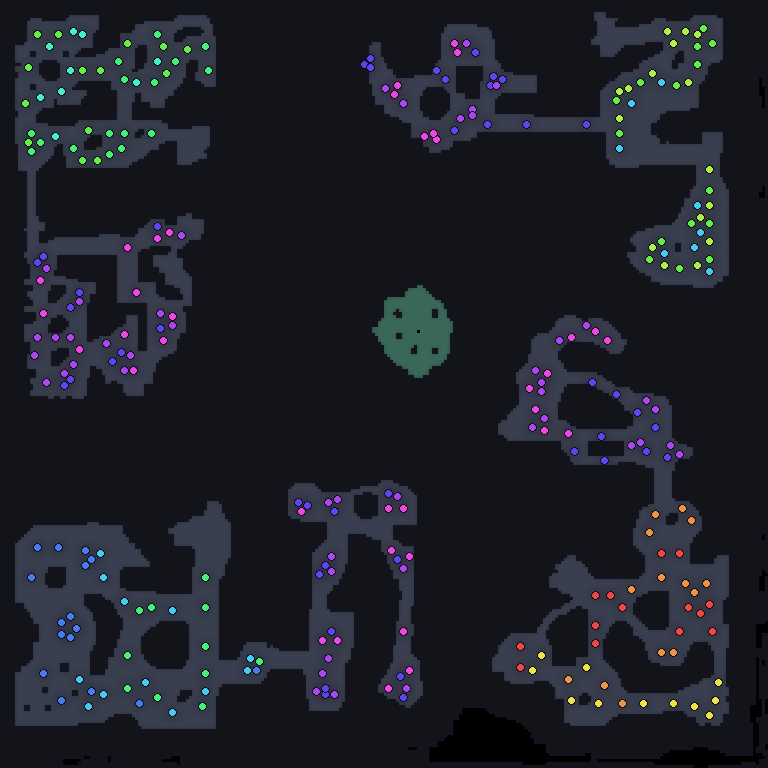 MU Online Swamp Of Calmness monster spawn map showing where every monster spawns
