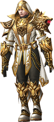 MU Online Temple Guard Gun Crusher set worn on the character
