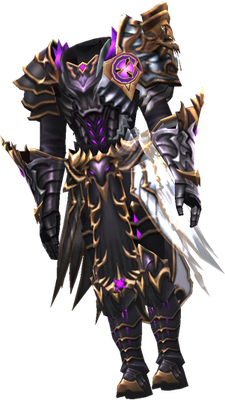 MU Online Silverheart Magic set worn by a Magic Gladiator