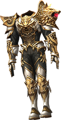 MU Online Temple Guard Magic set worn by a Magic Gladiator