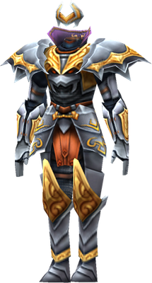 MU Online Volcano set worn by a Magic Gladiator