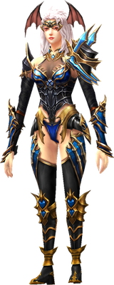 MU Online Fidelity set worn by a Slayer