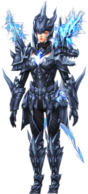 MU Online Lightning Slayer set worn by a Slayer