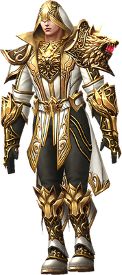 MU Online Temple Guard White Wizard set worn on the character