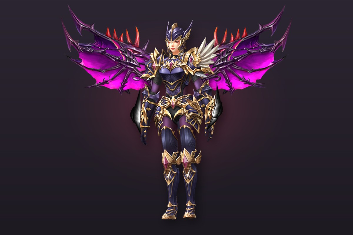MU Online Slayer in the Imperial Slayer set with Wings of Eyes